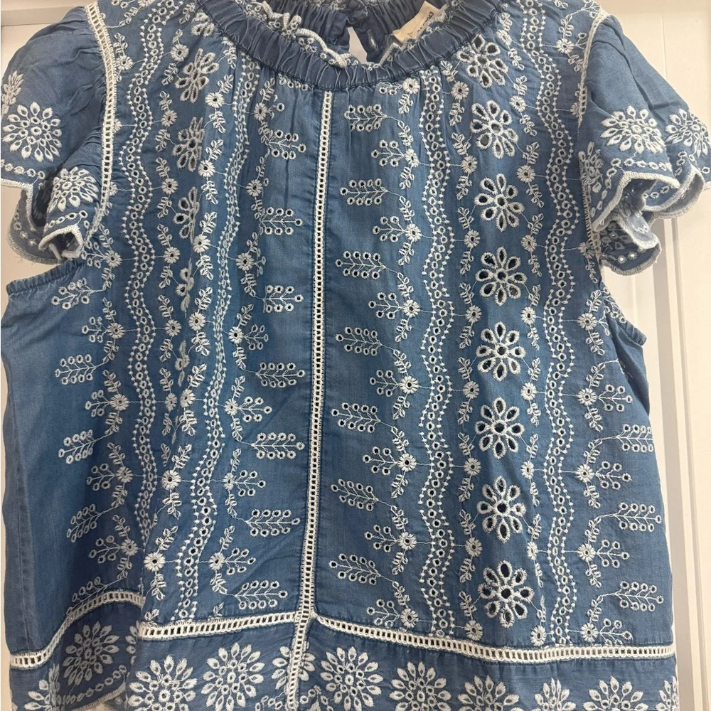 Embroidered Blue Top - Picture 1 of 2